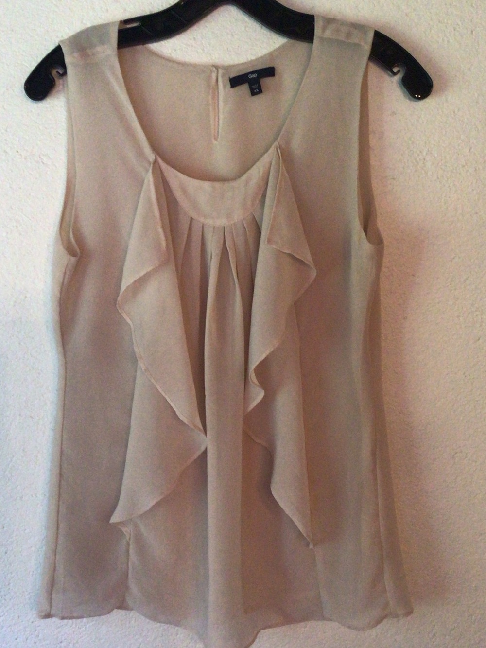 GAP Beige Ruffle Chiffon Sleeveless Top